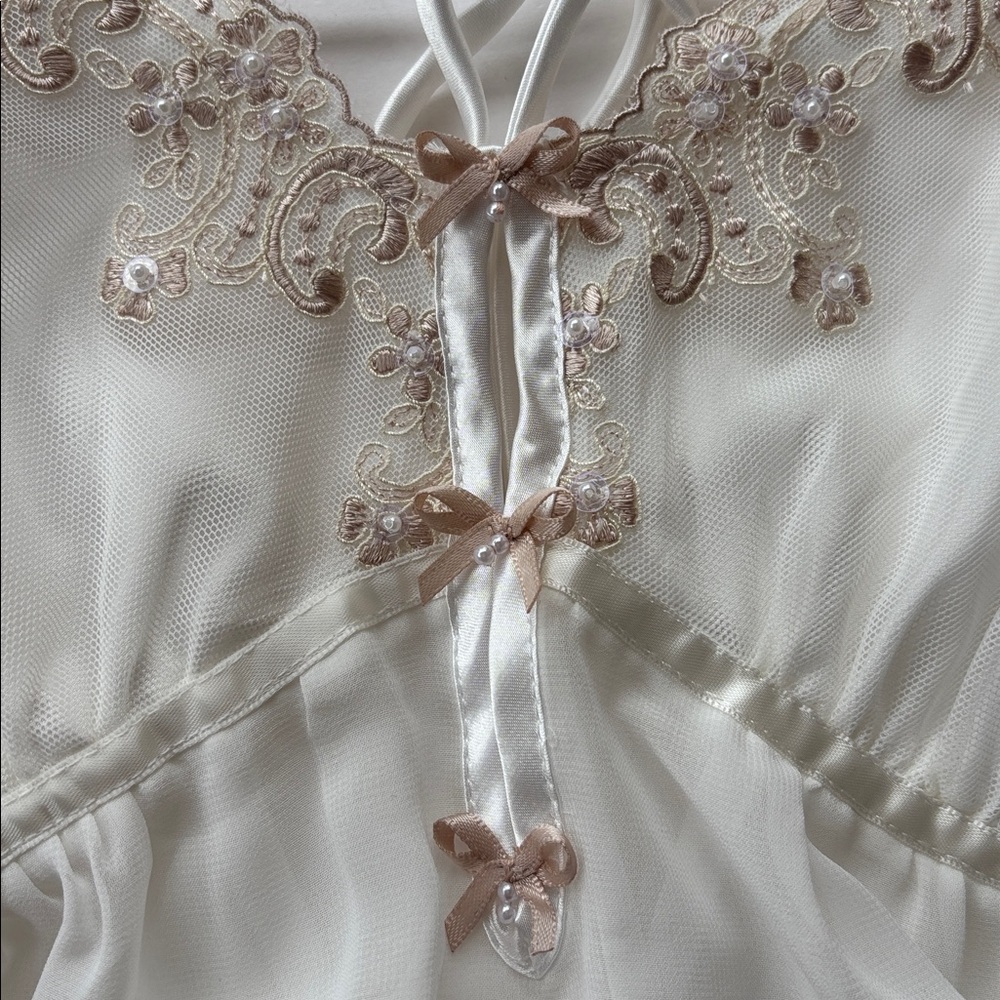 Vintage Y2K Princess Slip Dress White Renaissance Girly 90 L New Fairy Romantic - Picture 11 of 16